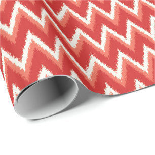 Ikat Chevron Stripes - Rust Orange and White Wrapping Paper