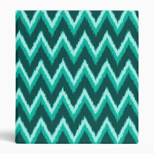 Ikat Chevron Stripes - Turquoise, Teal and Aqua 3 Ring Binder