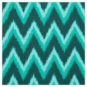 Ikat Chevron Stripes - Turquoise, Teal and Aqua Fabric