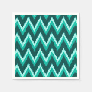Ikat Chevron Stripes - Turquoise, Teal and Aqua Paper Napkins