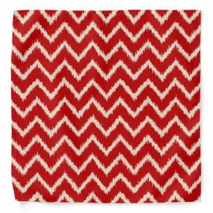 Ikat Chevrons - Chinese red and tan Bandana