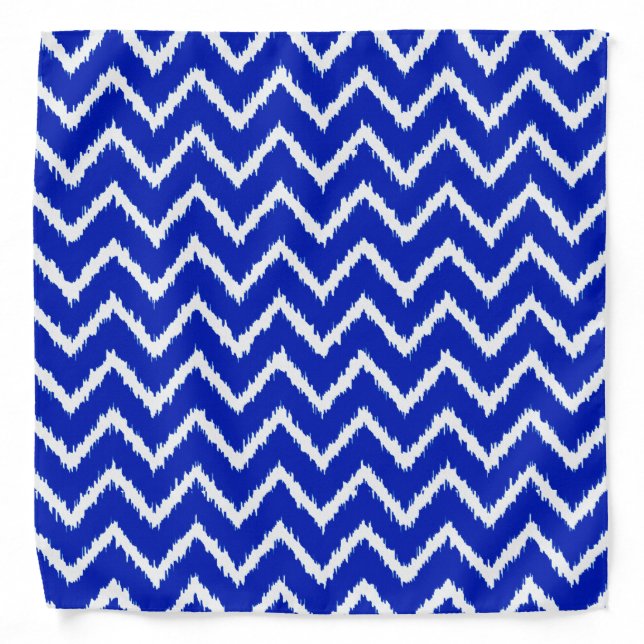 Ikat Chevrons - Cobalt blue and white Bandana (Front)