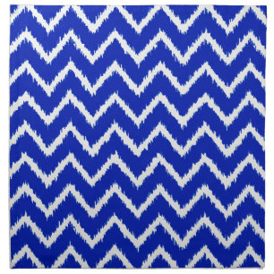 Ikat Chevrons - Cobalt blue and white Cloth Napkin