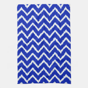 Ikat Chevrons - Cobalt blue and white Kitchen Towel