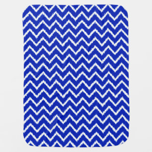 Ikat Chevrons - Cobalt blue and white Receiving Blanket