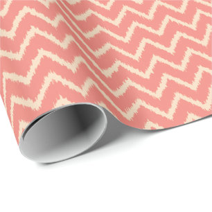 Ikat Chevrons - Coral orange and peach Wrapping Paper