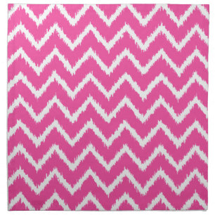 Ikat Chevrons - Deep fuchsia pink and white Cloth Napkin