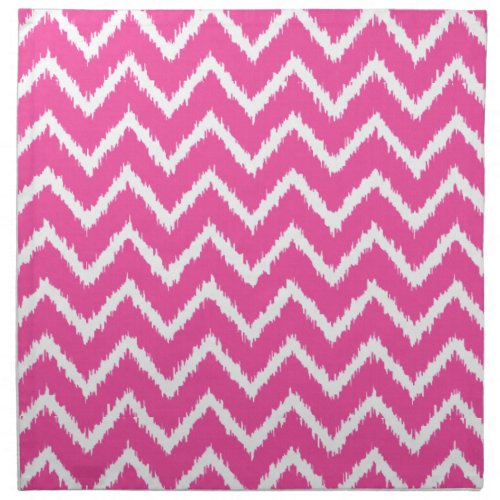 Ikat Chevrons _ Deep fuchsia pink and white Cloth Napkin