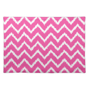 Ikat Chevrons - Deep fuchsia pink and white Cloth Placemat