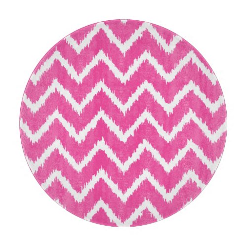 Ikat Chevrons _ Deep fuchsia pink and white Cutting Board