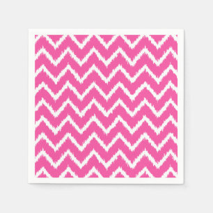 Ikat Chevrons - Deep fuchsia pink and white Paper Napkins