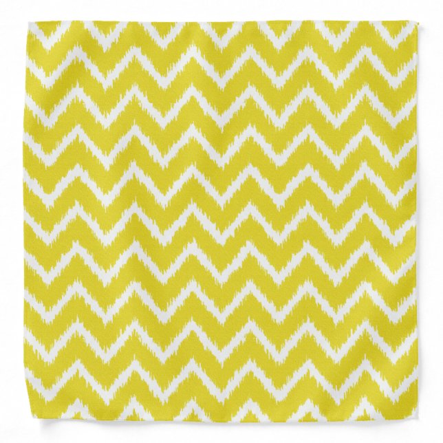 Ikat Chevrons - Mustard yellow and white Bandana (Front)