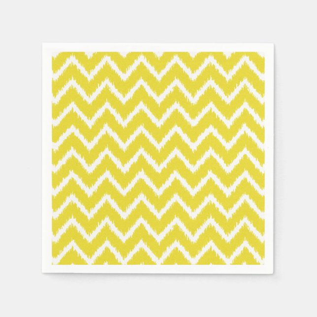 Ikat Chevrons - Mustard yellow and white Paper Napkins (Front)