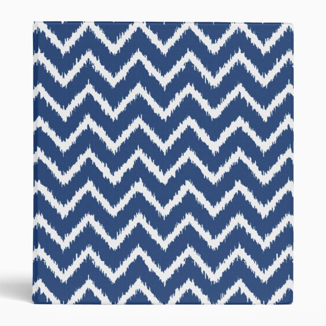 Ikat Chevrons - Navy blue and white Binder (Front)