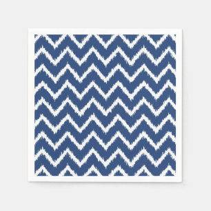Ikat Chevrons - Navy blue and white Paper Napkins