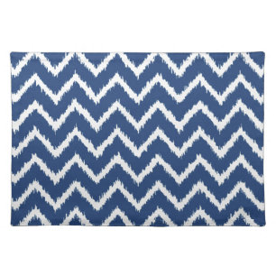 Ikat Chevrons - Navy blue and white Placemat