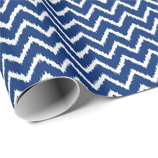 Ikat Chevrons - Navy blue and white Wrapping Paper (Roll Corner)