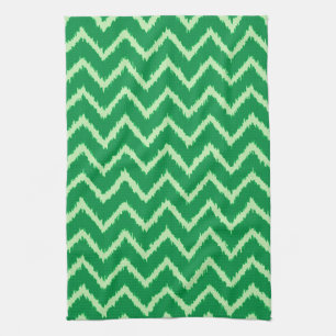 Ikat Chevrons - Pine and light green Kitchen Towel