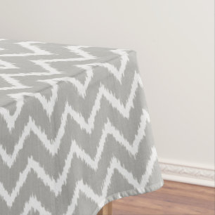 Ikat Chevrons - Silver grey and white Tablecloth