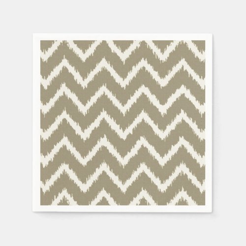 Ikat Chevrons _ Taupe tan and beige Paper Napkins