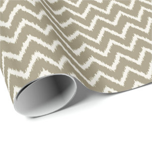 Ikat Chevrons - Taupe tan and cream Wrapping Paper