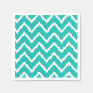 Ikat Chevrons - Turquoise and white Paper Napkins