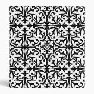 Ikat damask pattern - Black and White Binder