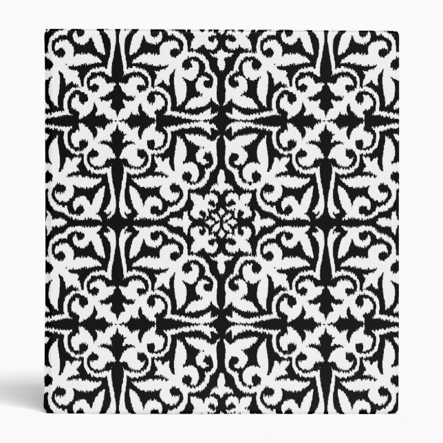 Ikat damask pattern - Black and White Binder (Front)