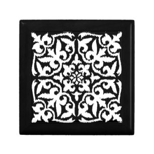 Ikat damask pattern - Black and White Keepsake Box