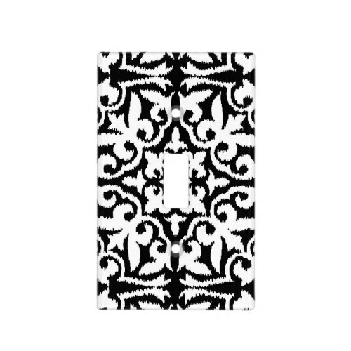 Ikat damask pattern _ Black and White Light Switch Cover