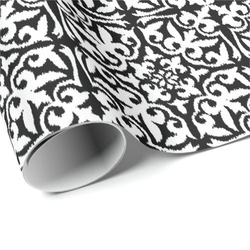 Ikat damask pattern _ Black and White Wrapping Paper