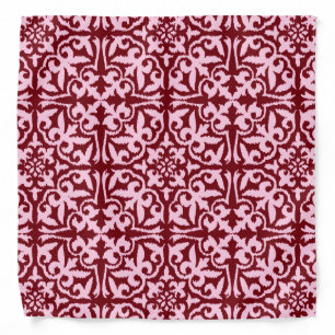 Ikat damask pattern - Burgundy and Pink Bandana