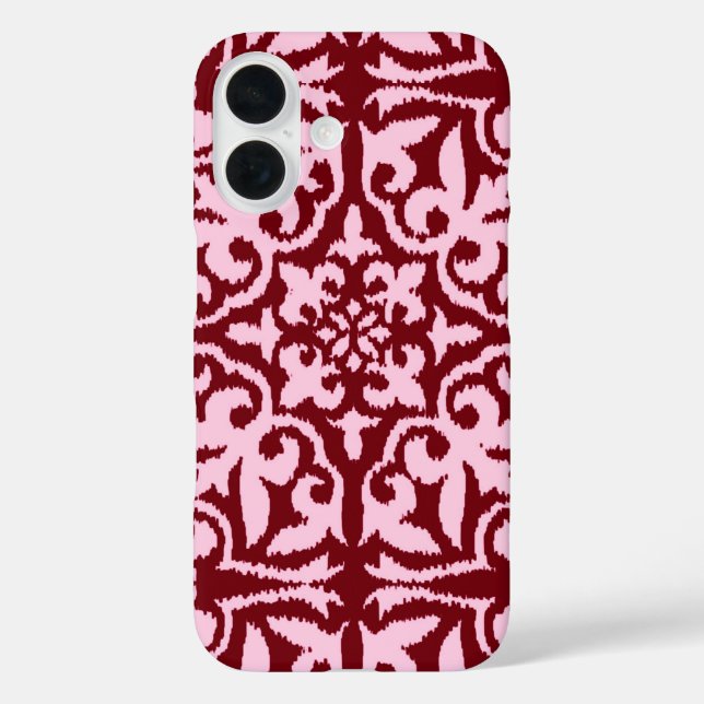 Ikat damask pattern - Burgundy and Pink Case-Mate iPhone Case (Back)