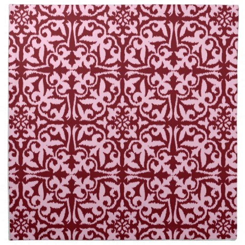 Ikat damask pattern _ Burgundy and Pink Cloth Napkin