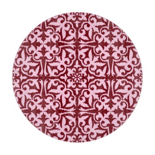 Ikat damask pattern _ Burgundy and Pink Cutting Board