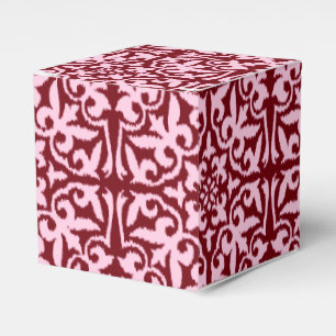 Ikat damask pattern - Burgundy and Pink Favor Boxes