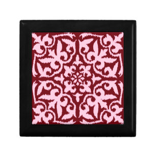Ikat damask pattern - Burgundy and Pink Keepsake Box