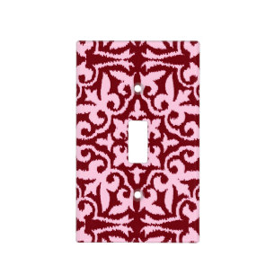 Ikat damask pattern - Burgundy and Pink Light Switch Cover