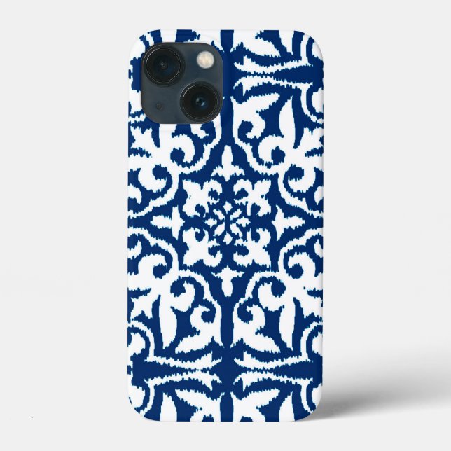 Ikat damask pattern - Cobalt Blue and White Case-Mate iPhone Case (Back)