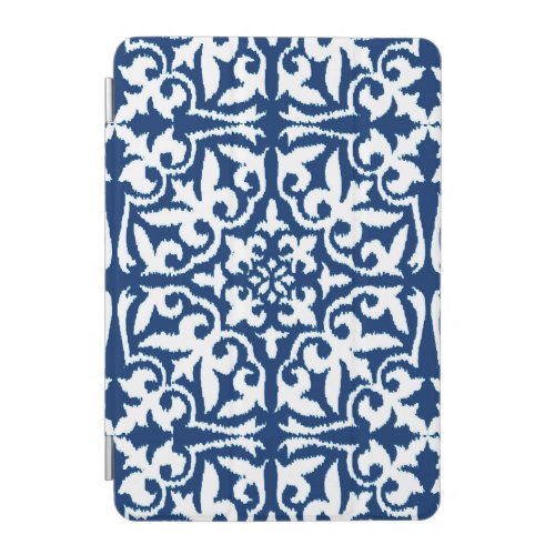 Ikat damask pattern _ Cobalt Blue and White iPad Mini Cover