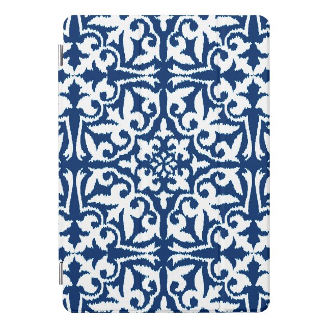 Ikat damask pattern - Cobalt Blue and White iPad Pro Cover (Front)