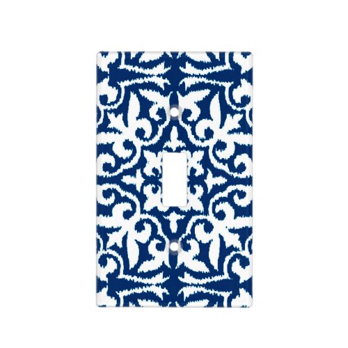 Ikat damask pattern _ Cobalt Blue and White Light Switch Cover