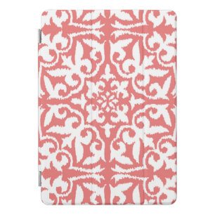 Ikat damask pattern - Coral Pink and White Cover F