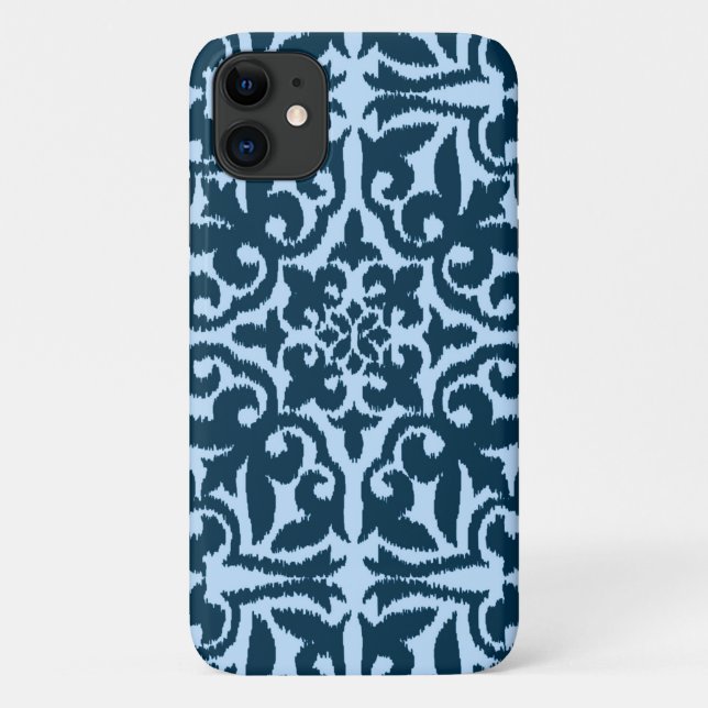 Ikat damask pattern - Dark Indigo and Light Blue Case-Mate iPhone Case (Back)