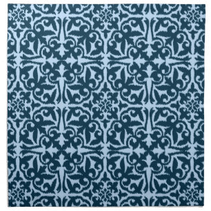 Ikat damask pattern - Dark Indigo and Light Blue Napkin