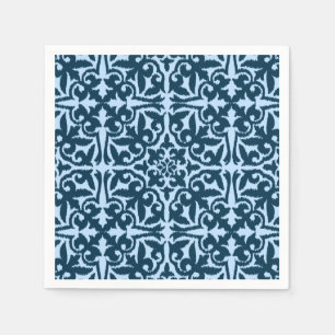 Ikat damask pattern - Dark Indigo and Light Blue Napkins