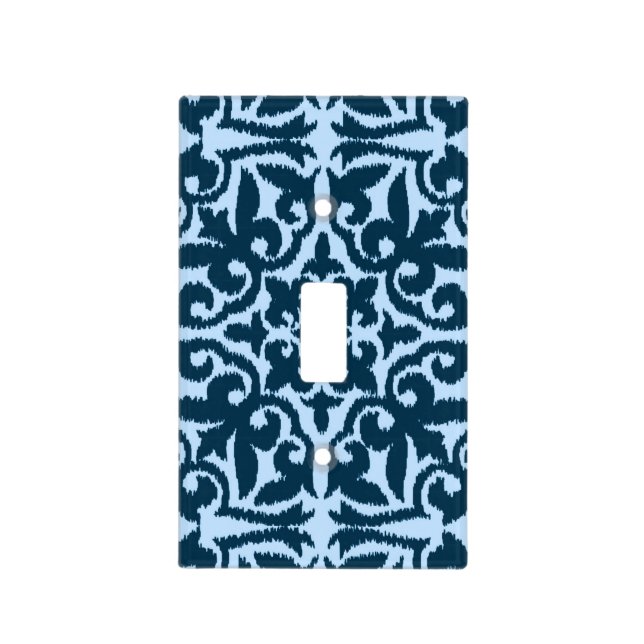 Ikat damask pattern - Dark Indigo and Light Blue Switch Cover (Front)