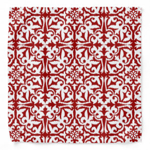 Ikat damask pattern - Dark Red and White Bandana