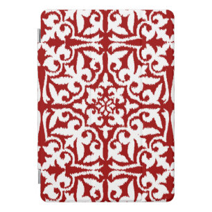 Ikat damask pattern - Dark Red and White iPad Mini iPad Pro Cover