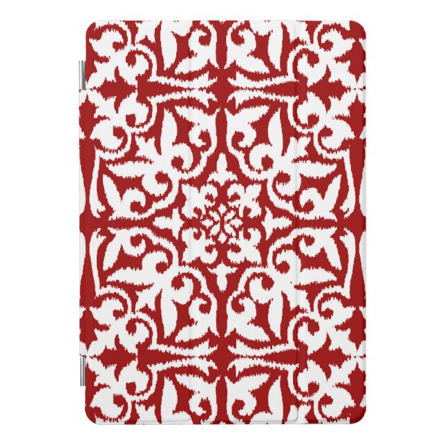 Ikat damask pattern - Dark Red and White iPad Mini Pro Cover (Front)